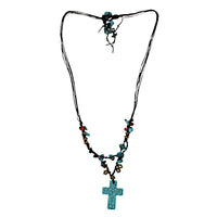 Cargar imagen en el visor de la galería, Halsketten Ethno Wachsfaden Steine Perlen Perlmutt Brass
