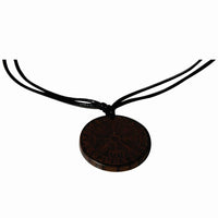 Load image into Gallery viewer, Halskette Holz verstellbar Anhänger rund Vegvisir
