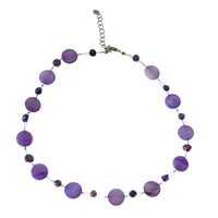 Load image into Gallery viewer, Halskette lila Perlmutt Muschel Perlen Scheiben 42-48cm

