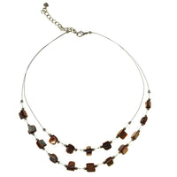 Load image into Gallery viewer, Halskette zweilagig Perlen gold braun Glas Perlmutt Splitter

