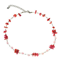 Cargar imagen en el visor de la galería, Halskette Rosenquarz Perlen Stein Splitter Bündel rosa
