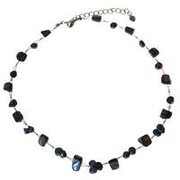 Load image into Gallery viewer, Perlen Perlmutt Halskette Muschel Stücke lila braun grau
