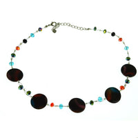 Load image into Gallery viewer, Halskette Perlmutt Muschel Scheiben Glitzer Perlen bunt
