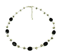 Load image into Gallery viewer, Halskette Glas Perlen Glitzer schwarz silber 42- 48 cm
