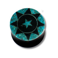 Load image into Gallery viewer, Horn Plug Stern schwarz türkis Flesh Tunnel Hornplug Organic Expander Tribal Plugs Ohrring Piercing
