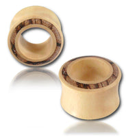 Cargar imagen en el visor de la galería, Two heller Tunnel Crocodile Holz ear gauges feature a flared shape with a dark Rangholz inlay around the rim, shown against a white background.
