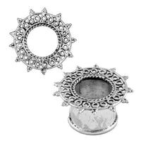 Load image into Gallery viewer, Silbertunnel Seil Kreise Spitzen Punkte 925 Sterling Silber Tunnel Plug Expander Ohrschmuck
