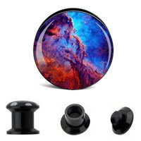 Load image into Gallery viewer, Schraub Plug Acryl Lava Himmel blau rot Tunnel Expander Piercing Ohrschmuck
