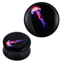 Cargar imagen en el visor de la galería, Plug Acryl Qualle rot weiß lila schwarz Piercing Ohrschmuck
