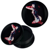 Load image into Gallery viewer, Schraub Plug Acryl hell rot schwarz Frau Strapse Handschuhe nackt Piercing
