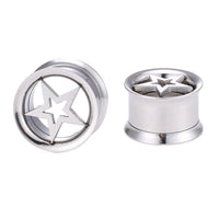 Load image into Gallery viewer, Schraubplug Tunnel Edelstahl Plug Stern im Stern silber
