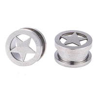 Load image into Gallery viewer, Schraubplug Tunnel Edelstahl Plug silber Stern Inlay
