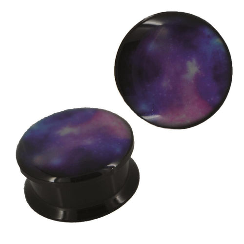 Schraub Plug Acryl blau rosa weißes All Weltraum Piercing schwarz