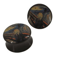 Load image into Gallery viewer, Plug Acryl Welle Brücke entsetzte Person schwarz Piercing Ohrschmuck
