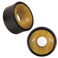 Load image into Gallery viewer, Holz FleshTunnel Eisenholz schwarz Jackfrucht Inlay hell
