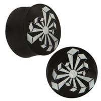 Cargar imagen en el visor de la galería, Plug Horn weiße Gravur schwarz Säulen Windrad Piercing Tribal
