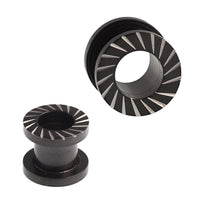 Load image into Gallery viewer, Edelstahl Tunnel schwarz diagonal Silberstreifen Schraubtunnel Rand
