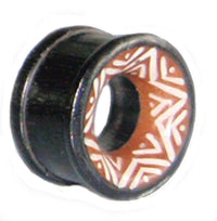 Load image into Gallery viewer, Holz Tunnel Bone Inlay Stern Sonoholz Tamarindenholz Tribal Plug handgeschnitzt Expander

