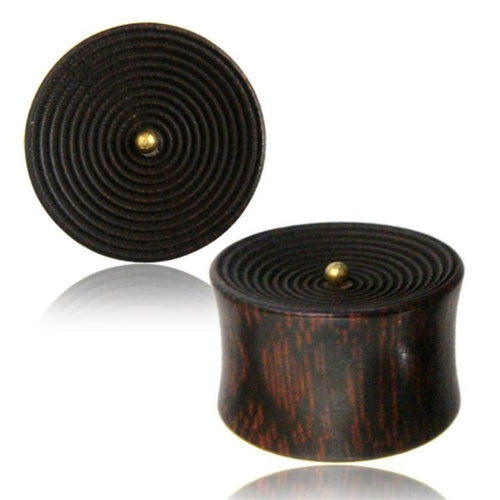 Spiralen Plug Tamarindenholz dunkel Brassperle Expander Tunnel Tribal konkav