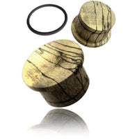 Load image into Gallery viewer, Flat Top Plug Tamarinden Holz hell single flared Maserung Gummiring Tunnel Tribal
