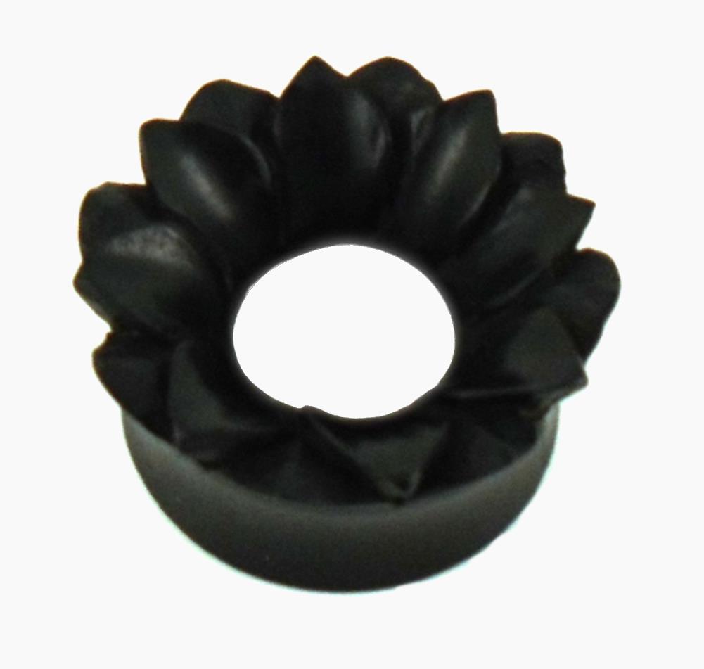 Holz Tunnel Blume zweilagig schwarz Unisex Plug Ohrschmuck Ohrringe handgeschnitzt
