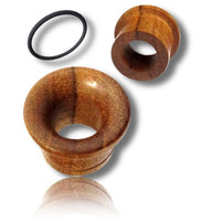 Cargar imagen en el visor de la galería, Holztunnel Teakholz braun single flared Maserung Gummi Handarbeit Holz Tunnel
