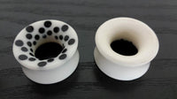 Load image into Gallery viewer, Bone Flesh Tunnel Polka Dots Punkte schwarz weiß double flared Plug Piercing

