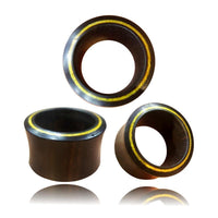 Load image into Gallery viewer, Flesh Tunnel Sonoholz Jackfrucht Holz Rim Inlay gelb Lobe Piercing double flared

