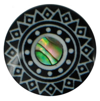 Load image into Gallery viewer, Plug Horn weiße Gravur Paua Abalone Kreis Sternmuster schwarz Piercing
