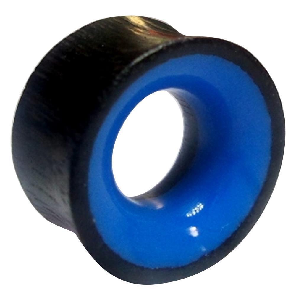 Flesh Plug Eisenholz Holz dunkel double flared blau Resin Inlay Ohr Piercing