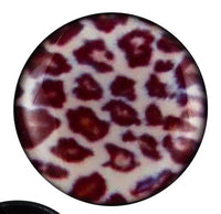 Load image into Gallery viewer, Round Schraub Plug Acryl Expander Piercing with a white and brown Leo Muster pattern, resembling animal spots.
