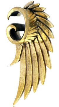 Cargar imagen en el visor de la galería, Flesh Tunnel Plug antik gold Messing Flügel Spirale Piercing
