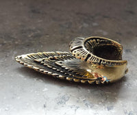 Cargar imagen en el visor de la galería, Flesh Tunnel antik gold Messing zum Einhängen Flamme
