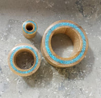 Cargar imagen en el visor de la galería, Flesh Tunnel Krokodilholz Rim Inlay dünn Türkis double flared
