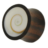 Cargar imagen en el visor de la galería, Holz Plug dunkelbraun Shivaauge Muschel weiß Inlay
