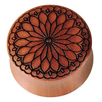 Cargar imagen en el visor de la galería, Plug Sawo Holz braun Gravur schwarz Blüte Herz Tribal Expander Organic Tunnel
