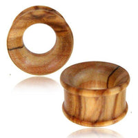 Load image into Gallery viewer, Olivenholz Flesh ribbed Tunnel Lobe Piercing Holz straight
