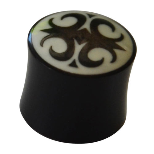 Flesh Plug Horn Auge Kreuz Bone Inlay double flared