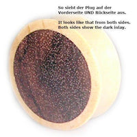 Cargar imagen en el visor de la galería, The Holz Plug Flesh Tunnel Teakholz features a circular, zweifarbiger Unisex design with a light outer ring and a dark, textured Inlay. Both sides display the same dark inlay. Double flared for comfort.
