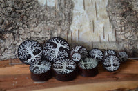 Cargar imagen en el visor de la galería, Holz Plug Baum des Lebens Yggdrasil silber double flared
