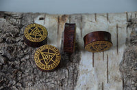 Load image into Gallery viewer, Holz Plug Auge Dreieck dreigeteilt gold double flared
