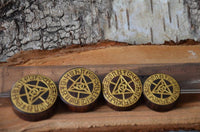 Load image into Gallery viewer, Holz Plug Auge Dreieck dreigeteilt gold double flared
