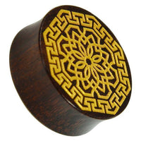 Load image into Gallery viewer, Holz Plug Blumen Wabe gold double flared
