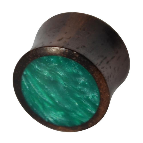 Holz Plug Sonoholz dunkelgrün schillernd Resin Inlay double flared