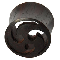 Load image into Gallery viewer, Holz Tunnel Sonoholz Triskele Inlay drei Sicheln Plug
