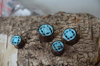 Cargar imagen en el visor de la galería, Holz Tunnel Sonoholz Resin Türkis Inlay Spiralbögen Blume
