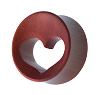 Load image into Gallery viewer, Holz Tunnel rotbraun Herz ausgestanzt konkav double flared
