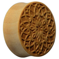 Cargar imagen en el visor de la galería, Krokodil Holz Plug Stern Blume hell double flared
