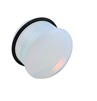 Cargar imagen en el visor de la galería, Opal Stein weiß Plug Dehner single flared Gummiring
