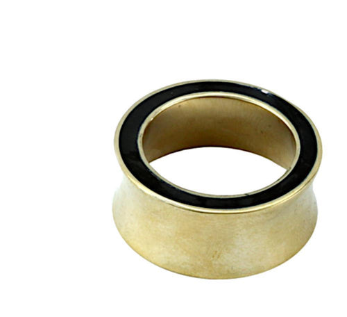 Tunnel Plug Messing Onyx Stein schwarz Rim gold